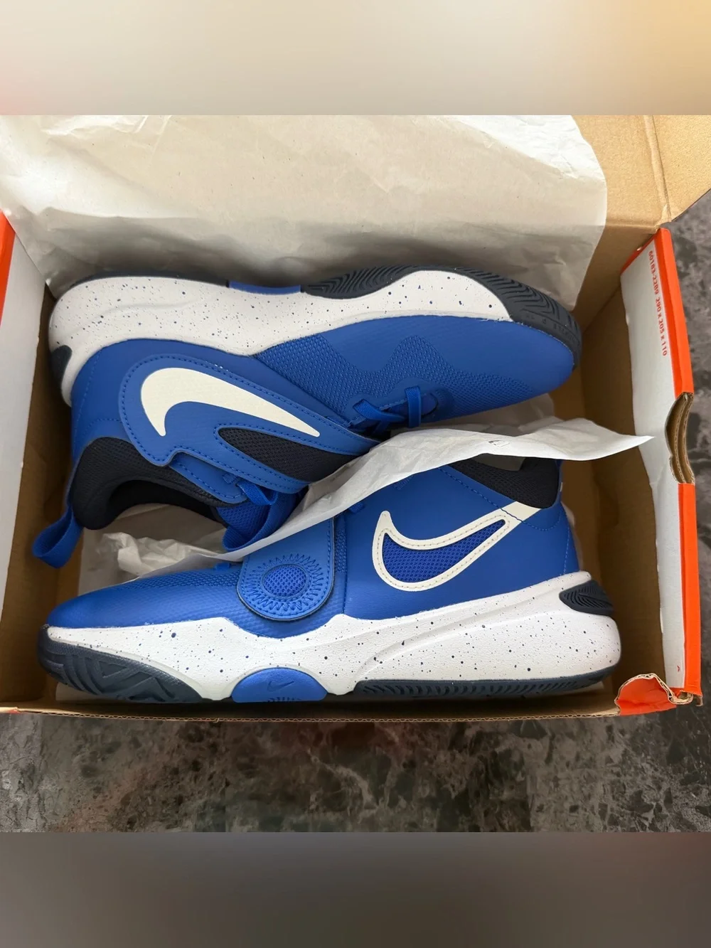 Nike Kids Royal Blue and Black Hook-and-Loop Sneakers- New